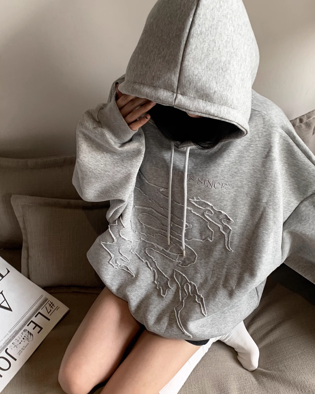 Same Color Logo Embroidered Hoodie ACS0092