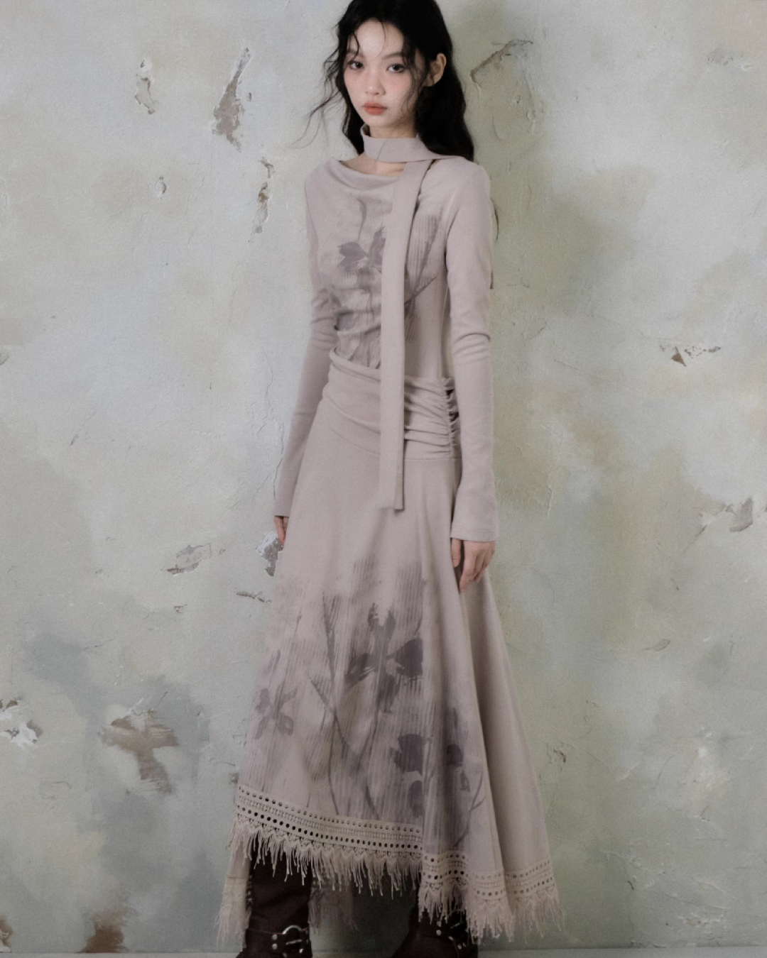 Retro Pale Waist Slim Dress SHE0002