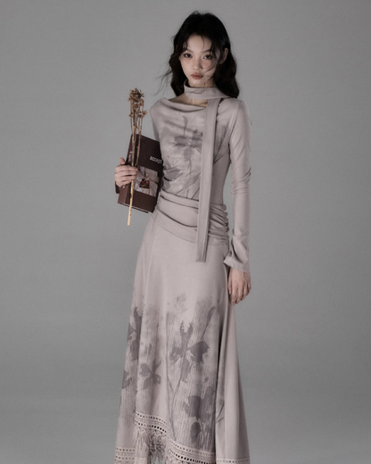Retro Pale Waist Slim Dress SHE0002