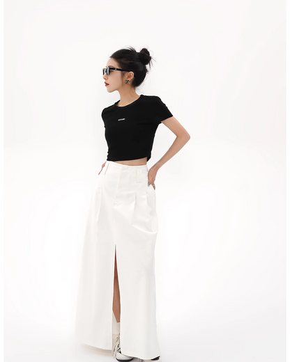 High Waist Slit Long Skirt SRS0278