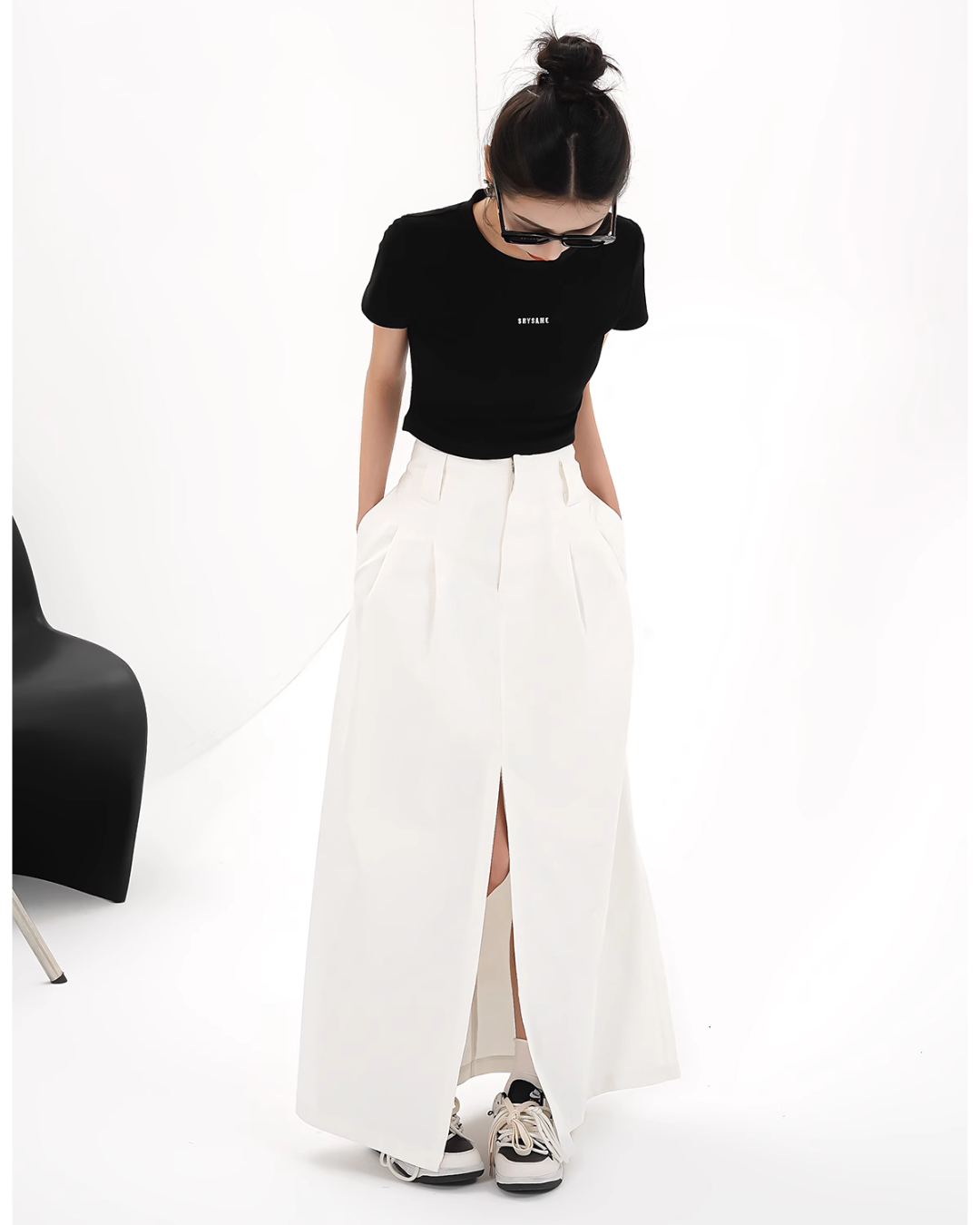 High Waist Slit Long Skirt SRS0278