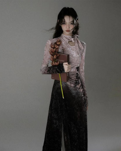 Butterfly Velvet Slim Dress SHE0001